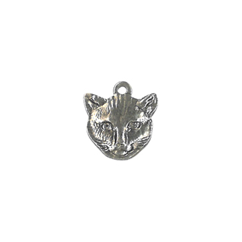 Charm - Cat Face Small Antique Silver MAIN