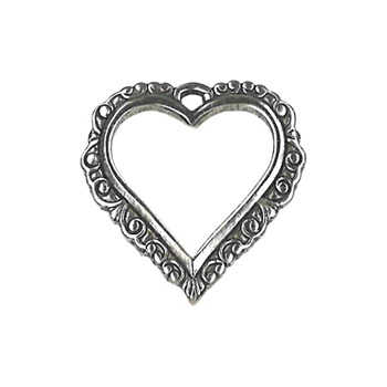 Charm - Antique Silver Edged Open Heart MAIN