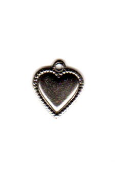 Charm - Antique Silver Heart w/ Beaded Edge MAIN