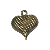 Charm - Heart Rounded w/ Stripes Antique Gold THUMBNAIL