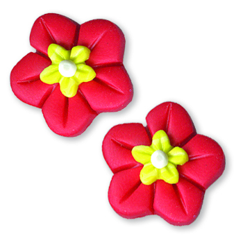 Magnets - Snowmen of the Month - April Red Flowers w/ Yellow Centers, Set of 2 MAIN