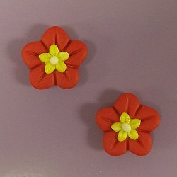 Magnets - Snowmen of the Month - April Red Flowers w/ Yellow Centers, Set of 2 MAIN