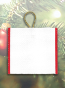 Banded Ornament - 14ct White Aida w/Red Trim (Gold Ribbon) THUMBNAIL