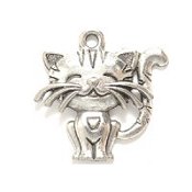 Cute Cat Charm - Silver THUMBNAIL