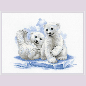 Riolis Cross Stitch Kit - Bear Cubs On Ice MAIN