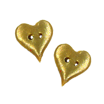 Button - Metallic Gold Plain Folk Heart, Small (Set of 2) MAIN