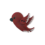 Button - Left-Facing Dark Red Bird, Extra Large MAIN