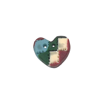 Button - Heart Patchwork, Small MAIN