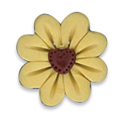 Button - Pale Gold Daisy w/Heart, Large THUMBNAIL