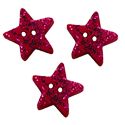 Button - Red Glitter Star, Small (Set of 3) MAIN