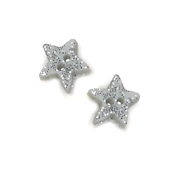 Button - Silver Glitter Star, Small-Set of 2 MAIN