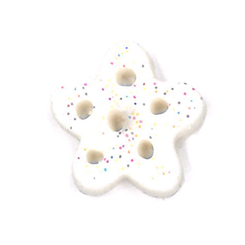 Button - White Glitter Snowflake, Large MAIN