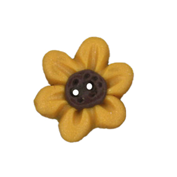 Button - Gold Six Petal Flower w/Brown Center MAIN