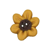 Button - Gold Six Petal Flower w/Brown Center THUMBNAIL