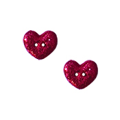 Button - Metallic Red Heart, Small (Set of 2) THUMBNAIL