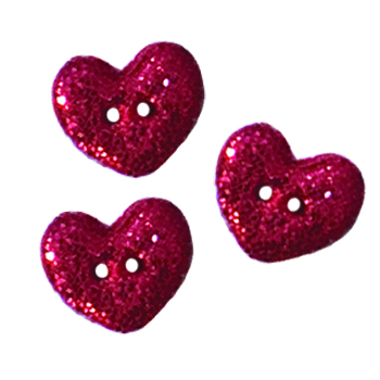 Button - Metallic Red Heart, Extra Small (Set of 3) MAIN