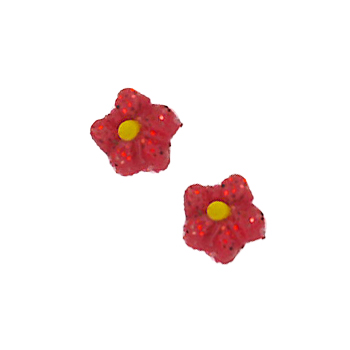 Button - Red Glitter Flower, Extra Small (Set of 2) MAIN