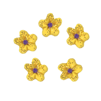 Button - Yellow Glitter Flower, Extra Small (Set of 5) MAIN