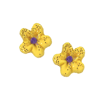 Button - Yellow Glitter Flower, Small (Set of 2) MAIN