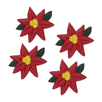 Button - Poinsettia, Large (Set of 4) MAIN