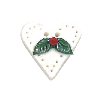 Button - Pearl Holly Heart, Medium MAIN