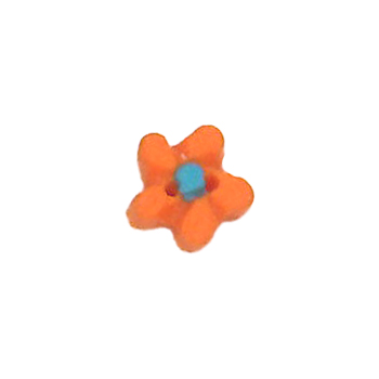 Button - Orange Flower Head w/Blue Center, Extra Small MAIN