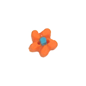 Button - Orange Flower Head w/Blue Center, Extra Small THUMBNAIL