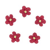 Button - Red w/Yellow Center Flower Head, Extra Small - Set of 5 THUMBNAIL
