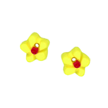 Button - Yellow w/ Rose Center Flower Head, Extra Small - Set of 2 MAIN