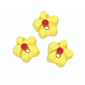 Button - Yellow w/ Red Center Flower Head, Extra Small - Set of 3 THUMBNAIL