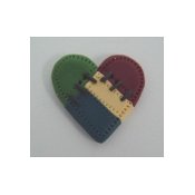 Button - Heart Quilted, Stitched THUMBNAIL