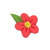 Button - Bright Coral Flower w/ Leaf, Medium THUMBNAIL
