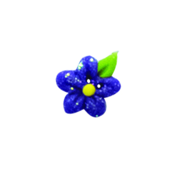 Button - Purple Flower w/ Leaf, Small MAIN