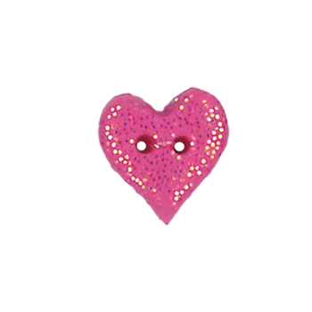 Button - Fuchsia Glitter Heart, Small MAIN