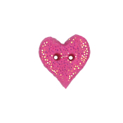 Button - Fuchsia Glitter Heart, Small THUMBNAIL
