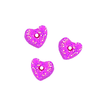 Button - Fuchsia Glitter Heart, Extra Small (Set of 3) MAIN