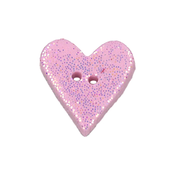 Button - Pink Glitter Heart MAIN