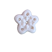 Button - White Imprint Snowflake, Medium THUMBNAIL