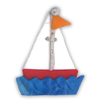 Button - Orange Sailboat, Large MAIN