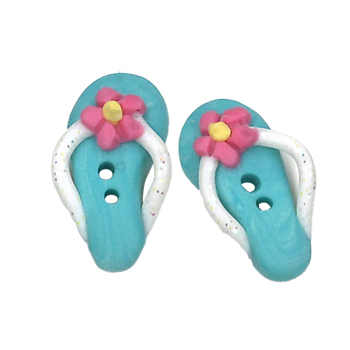 Button - Aqua Flip Flops, set of 2 MAIN
