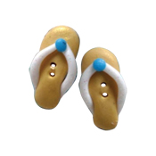 Button - Pale Gold Flip Flops (Pair) THUMBNAIL