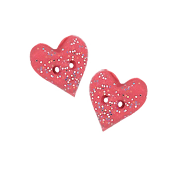 Button - Bright Coral Disco Folk Heart, Small (Set of 2) MAIN