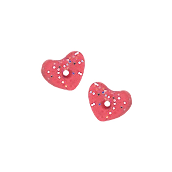 Button - Bright Coral Disco Folk Heart, Extra Small (Set of 2) MAIN