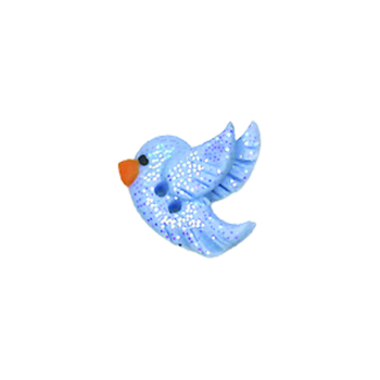 Button - Left-Facing Glitter Bird Periwinkle, Small MAIN