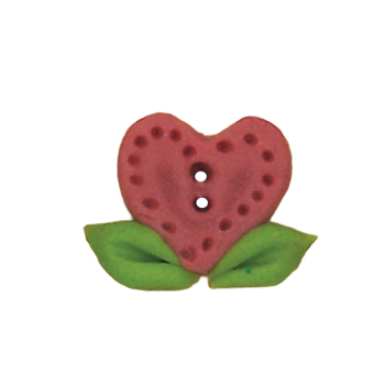 Button - Terra Cotta Lacy Heart w/Leaves, Small MAIN