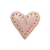 Button - Pearl Pink Stitched Heart, Medium MAIN