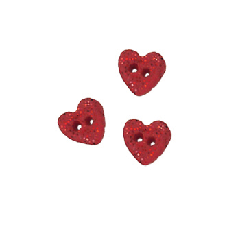 Button - Sparkle Heart, Red - Set of 3 MAIN