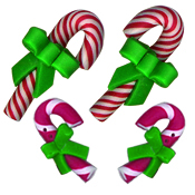 Button - Candy Cane With Bow THUMBNAIL