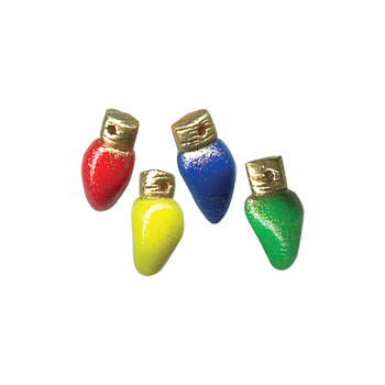 Button - Christmas Bulbs (Set of 4 - Red, Yellow, Blue & Green) MAIN