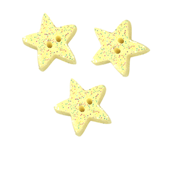 Button - Yellow Glitter Star, Medium, Set of 3 MAIN